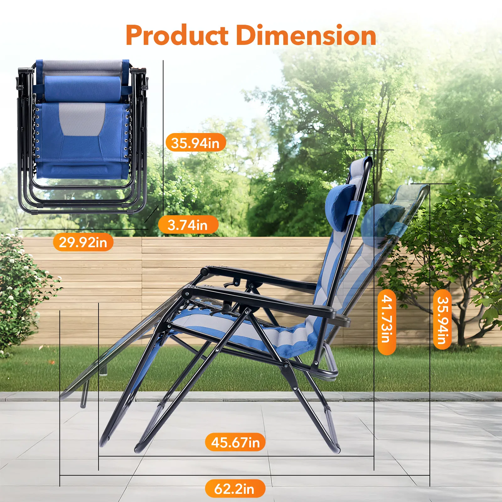 Sleeve-encased zero-gravity chair, heavy-duty outdoor recliner, foldable anti-gravity outdoor leisure chair image 5