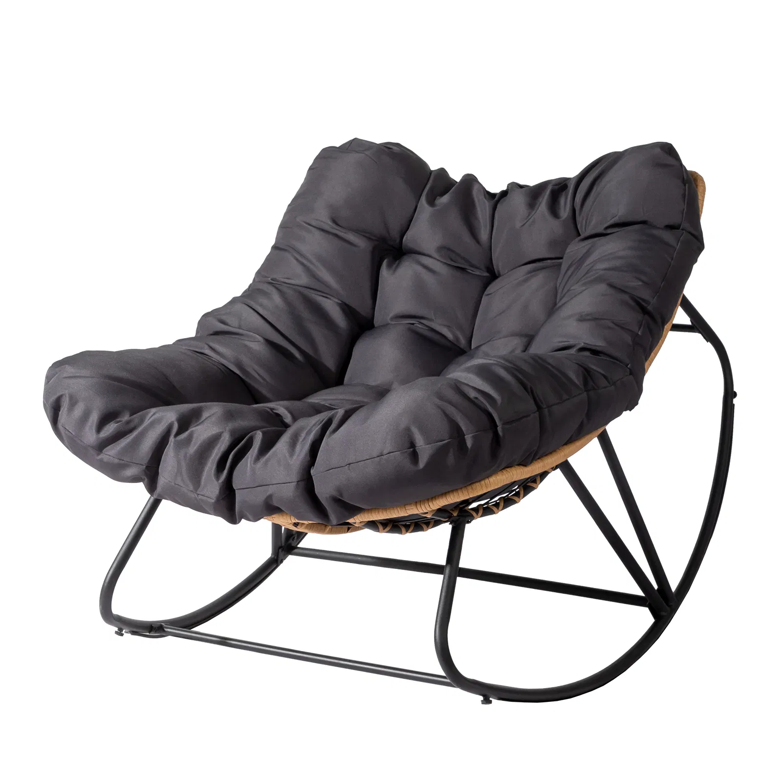 [Replace 58406521]Outdoor Rocking Chair, Oversized Patio Papasan Rocker, Comfy Reading Lounge Chair Egg Chair for Indoor Use, Patio, Porch, Garden, Dark Gray image 14