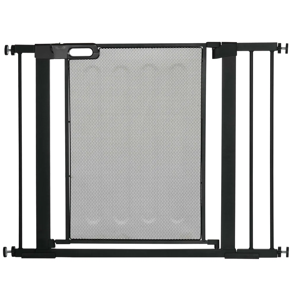 29.5"-40.6" Metal Pet Gate, Dog Gate with Auto Closing Door, Double Locking, for Doorways, Stairs, Hallways, Black - Default