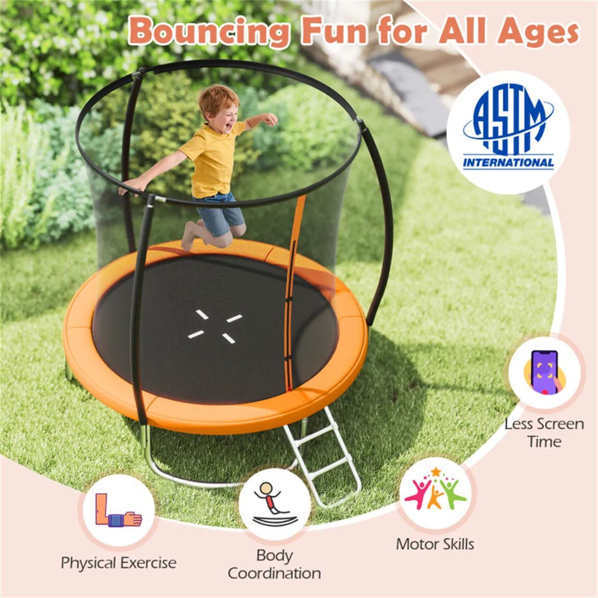 8FT Trampoline with Safety Enclosure β photo 5