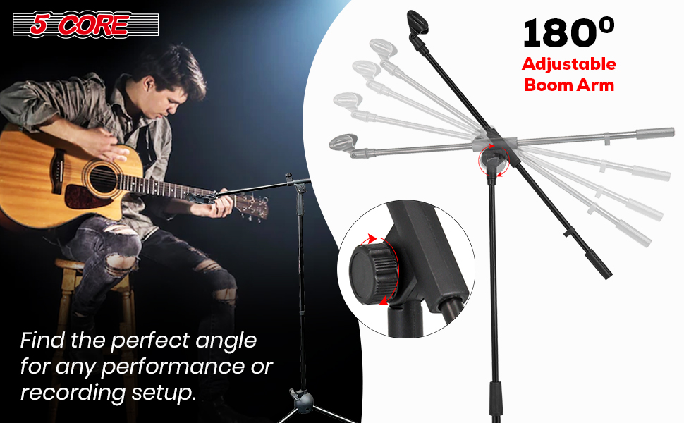5 Core Tripod Mic Stand Floor 4Pcs Adjustable 18 to 72 Inches Sturdy Boom Arm Holder Microphone Stands Pedestal Para Microfono for Singing image 17