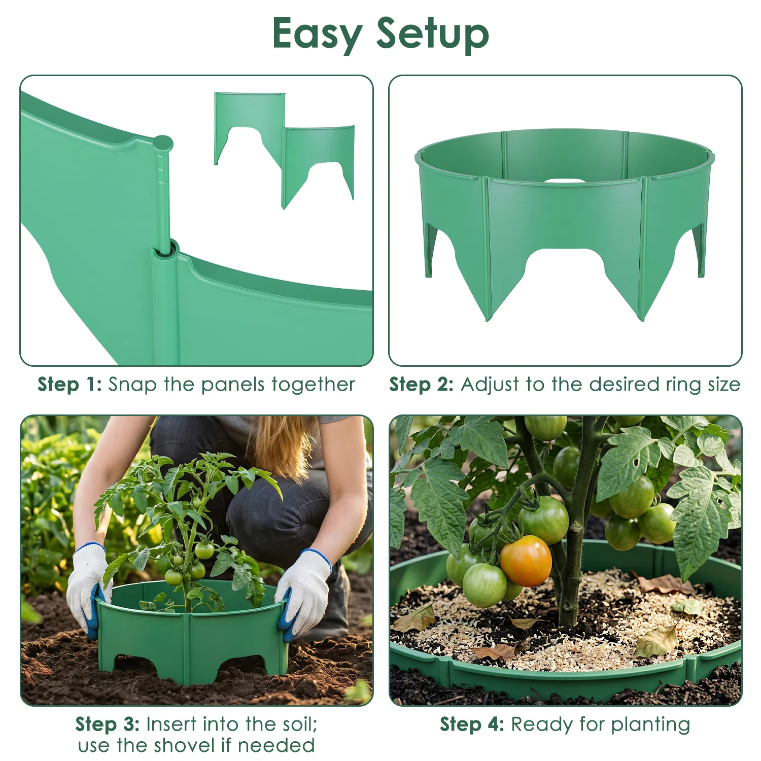 6Pcs/12Pcs 10in Planting Grow Rings Adjustable for Outdoor Plants Interlocking PP Plant Protection Rings with Hand Shovel Deep Watering Plant Guards for Vegetables Flowers Shrubs Tomatoes Garden Beds image 8