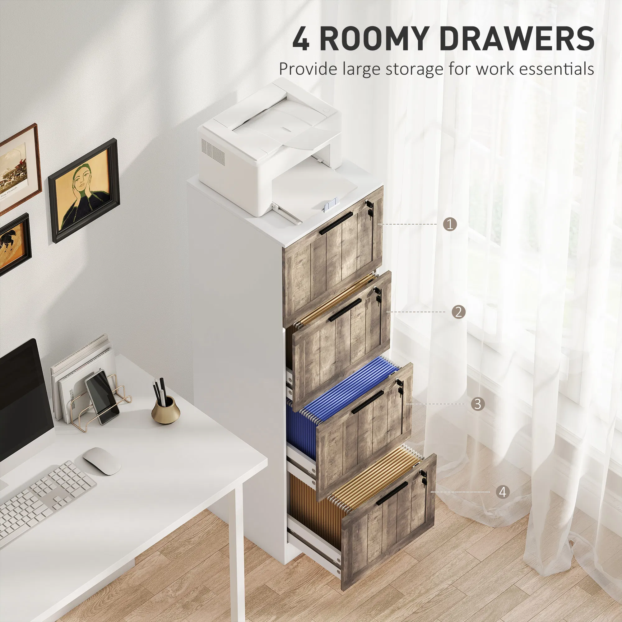 4 Drawer Filing Cabinet, picture 3 of 5