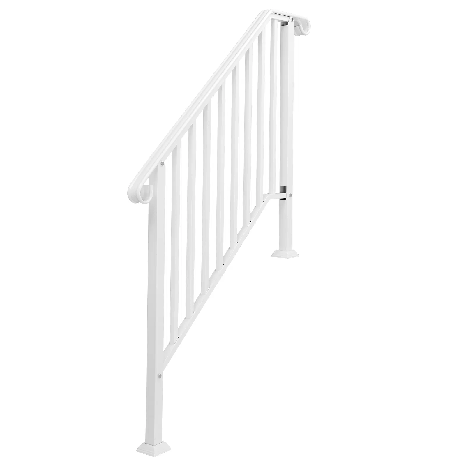 Handrails for Outdoor Steps, Iron Handrail Fits 3 Step, Transitional Handrail with Installation Kit, White image 4