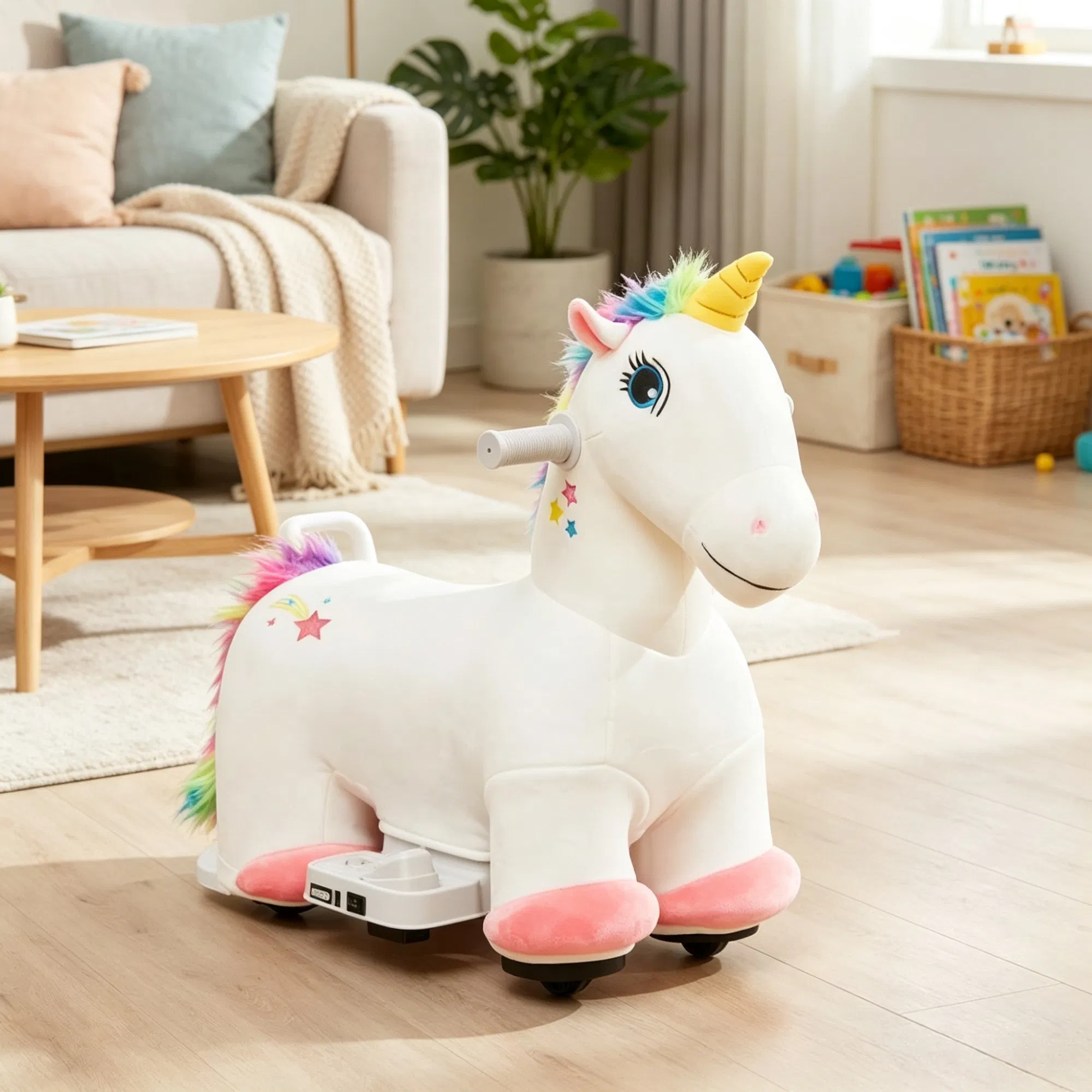6V Electric Kids Ride On Unicorn: Battery Powered Animal Toy with Music, Foot Pedal & Forward Movement for Toddlers 18-36 Months