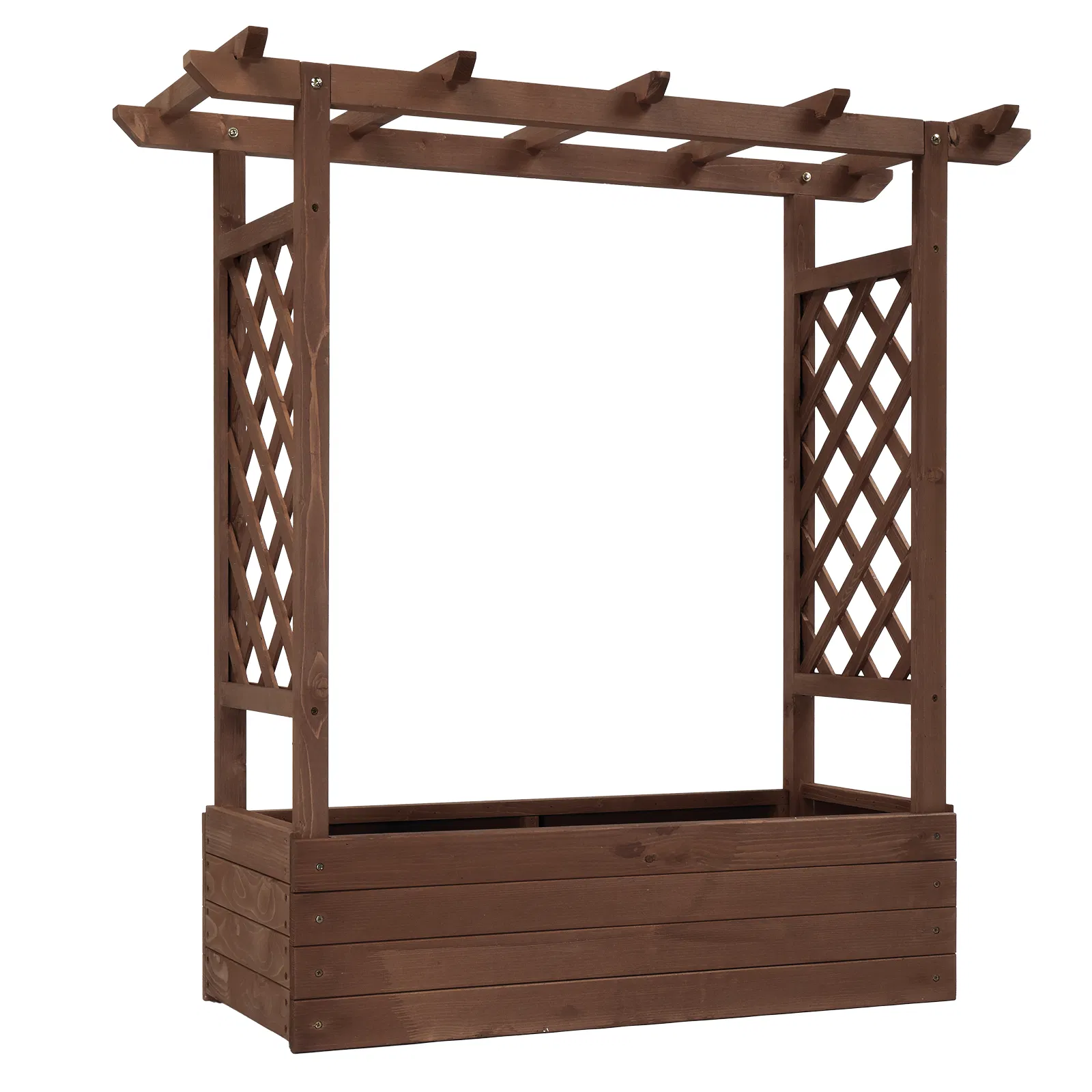 43.5*17.5*44.5 In Fir With Arched Lattice Raised Garden Bed Wooden Planting Frame Carbonized image 6