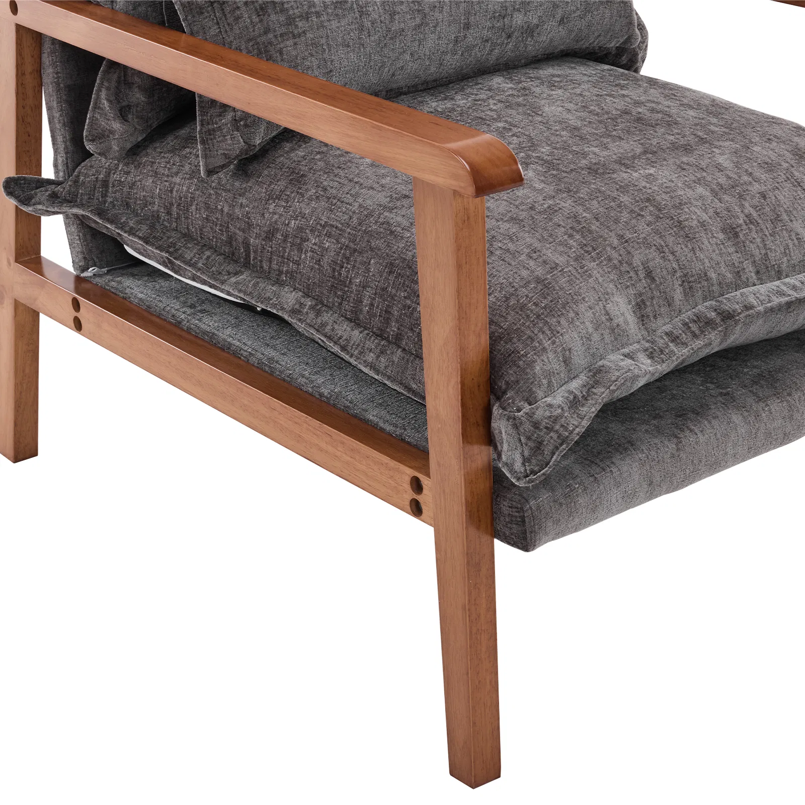 Cloud Shaped Indoor Leisure Chair with Solid Wood Armrest & Solid Wood Frame, Chenille Fabric Accent… image 13