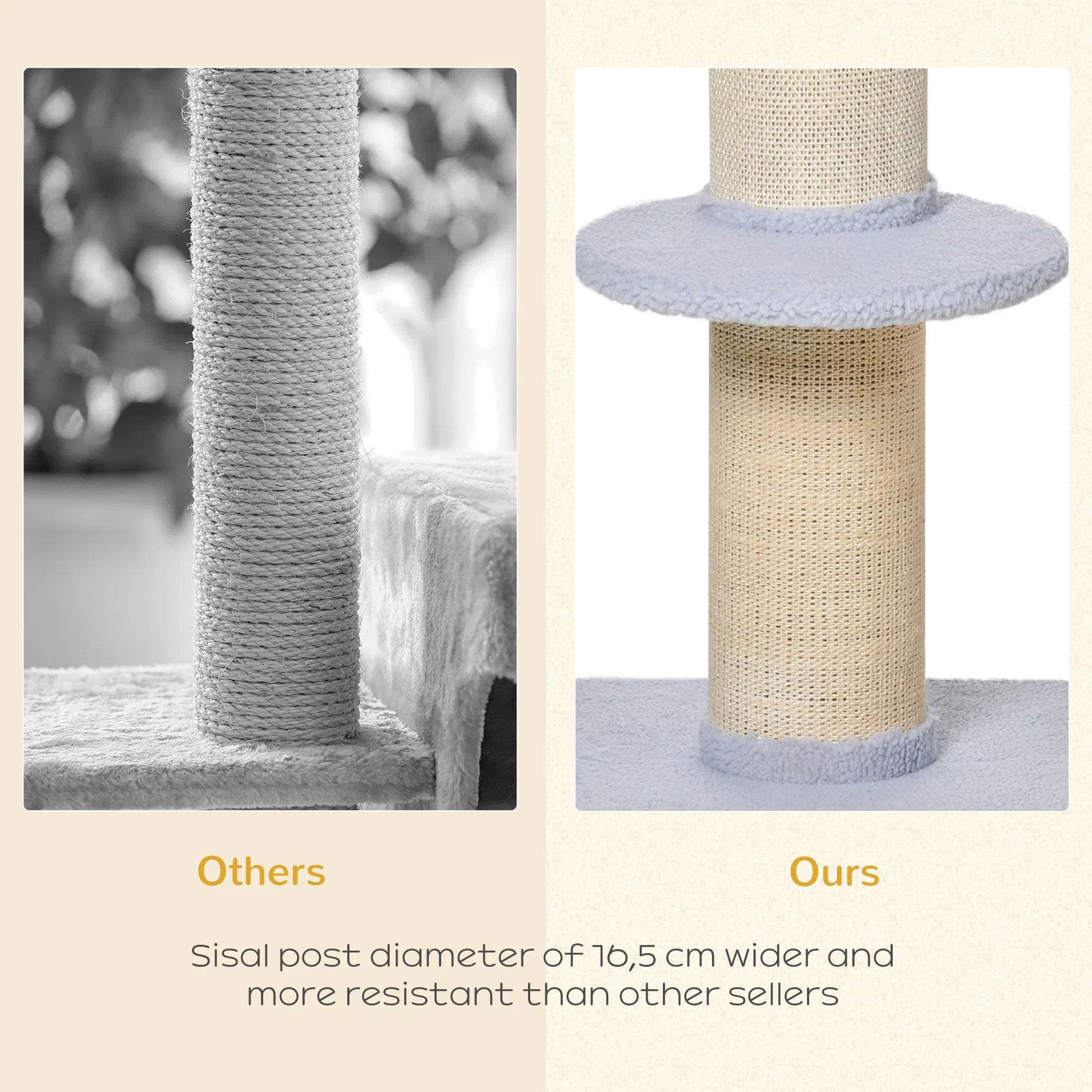 Cat Tree Kitty Tower with Sisal Mat Scratching Post, Cat Bed, Cushion, Perch, 18" x 18" x 36", Light Blue — image 1