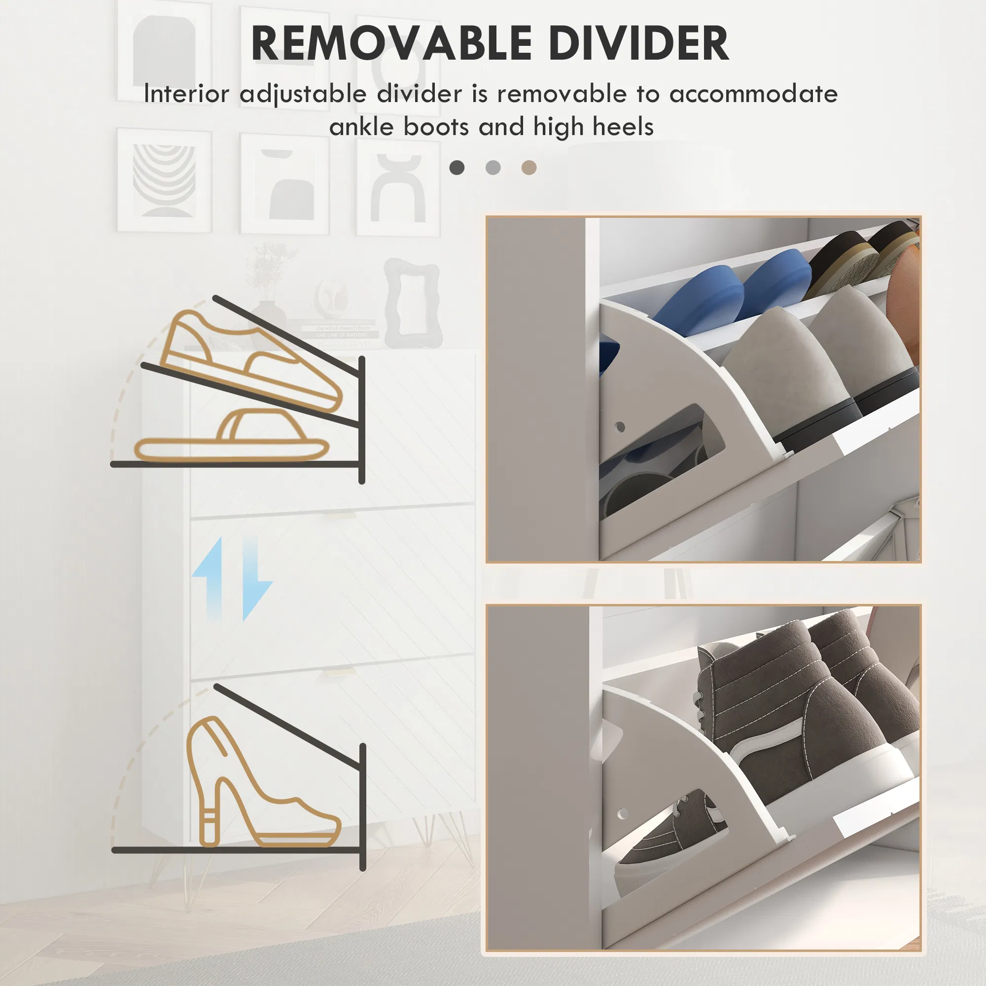Shoe Storage Cabinet with Flip Drawers, picture 3 of 5