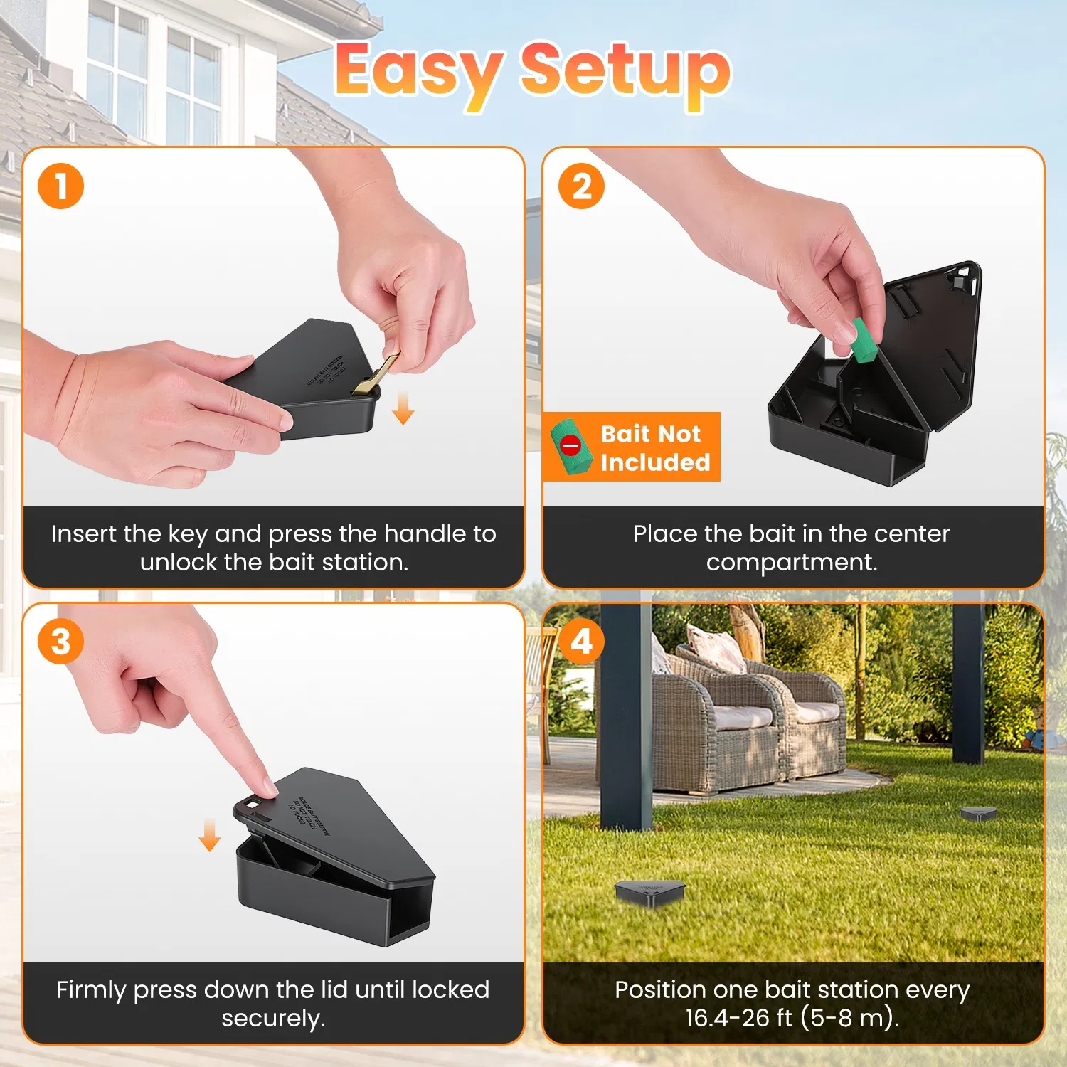 Triangular Mouse Bait Holder Stations, 6 -12Pack Lockable Reusable Bait Boxes with Keys, Durable PP… image 10