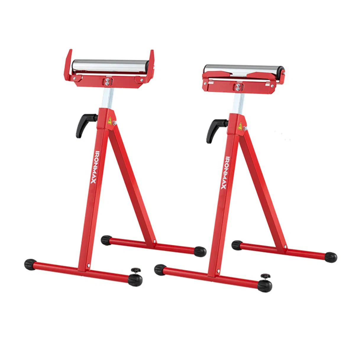 2-Pack Heavy Duty Metal Folding Roller Stand with Edge Guides Portable Woodworking Support - Red