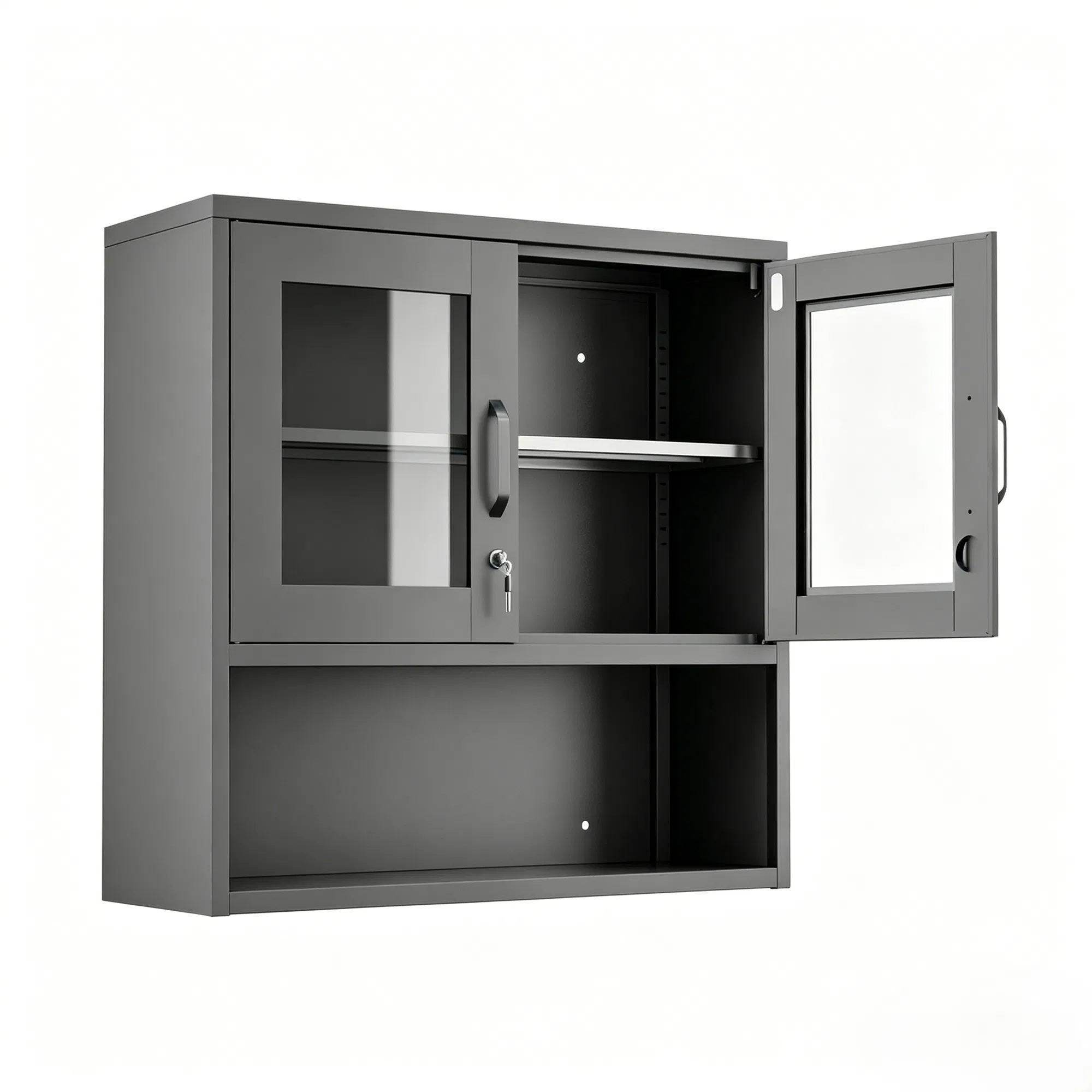 Steel 31.50" 31.50" 11.81" wall cabinet (without lights), steel display case, black image 2