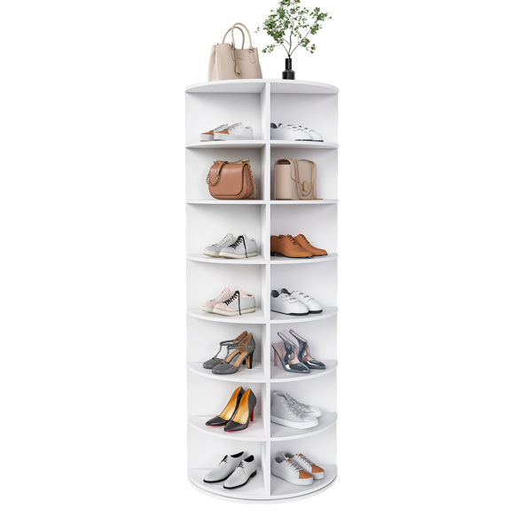 Rotating Shoe Rack Tower, 7-Tier Spinning Storage Rack, Free Standing 360° Revolving Shoe Organizer, Holds 28 Pairs of Shoes (7-Tier,White) -35