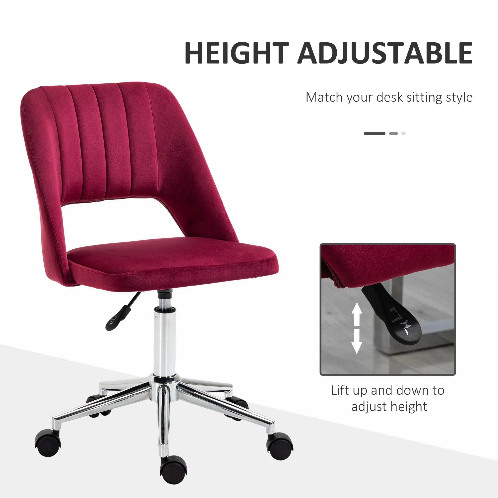 Velvet Swivel Office Chair, picture 2 of 5