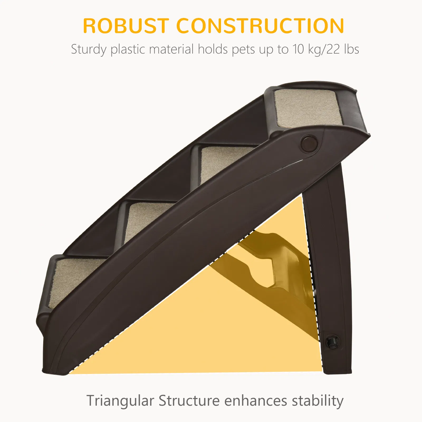 4-Level Portable Pet Stairs, Foldable Dog Ramp, Lightweight Cat Steps, with Nonslip Soft Mats, for High Bed, Sofa, Up to 44 lbs, Dark Brown — image 1