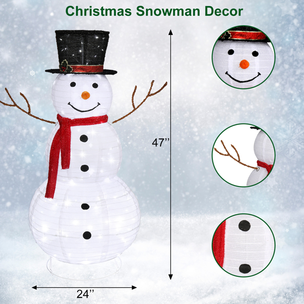 [Replace 62175283]60*60*120cm 30.00V 3.60W  Snowman Snow Fleece Garden Snowman Decoration White-41