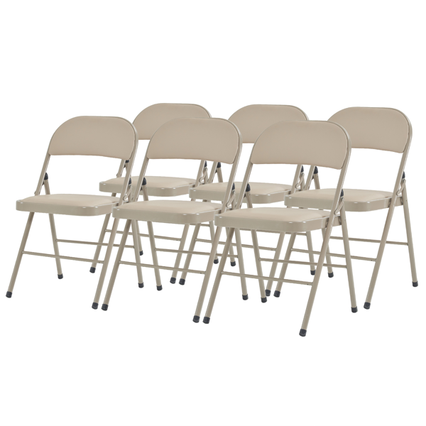 6pcs Elegant Foldable Iron & PVC Chairs for Convention & Exhibition  Light Brown-59