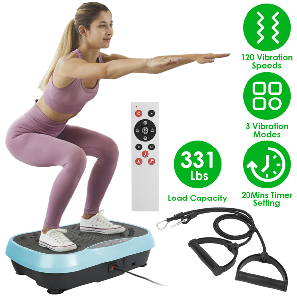 Vibration Exercise Machine With Resistant Bands Remote Control Whole Body Vibration Platform Workout Equipment Home Fitness Training Equipment For Weight Loss Fat Burner-12
