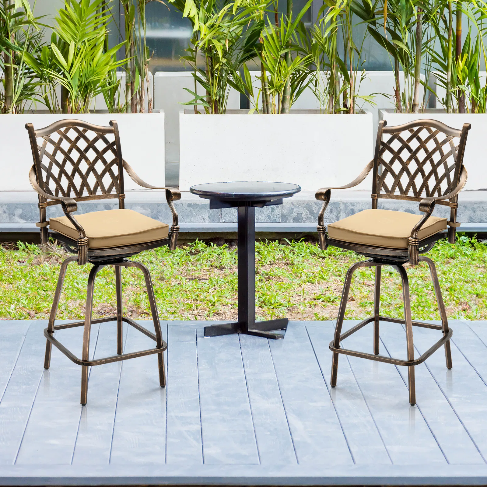 Cast Aluminum Swivel Bar Stools