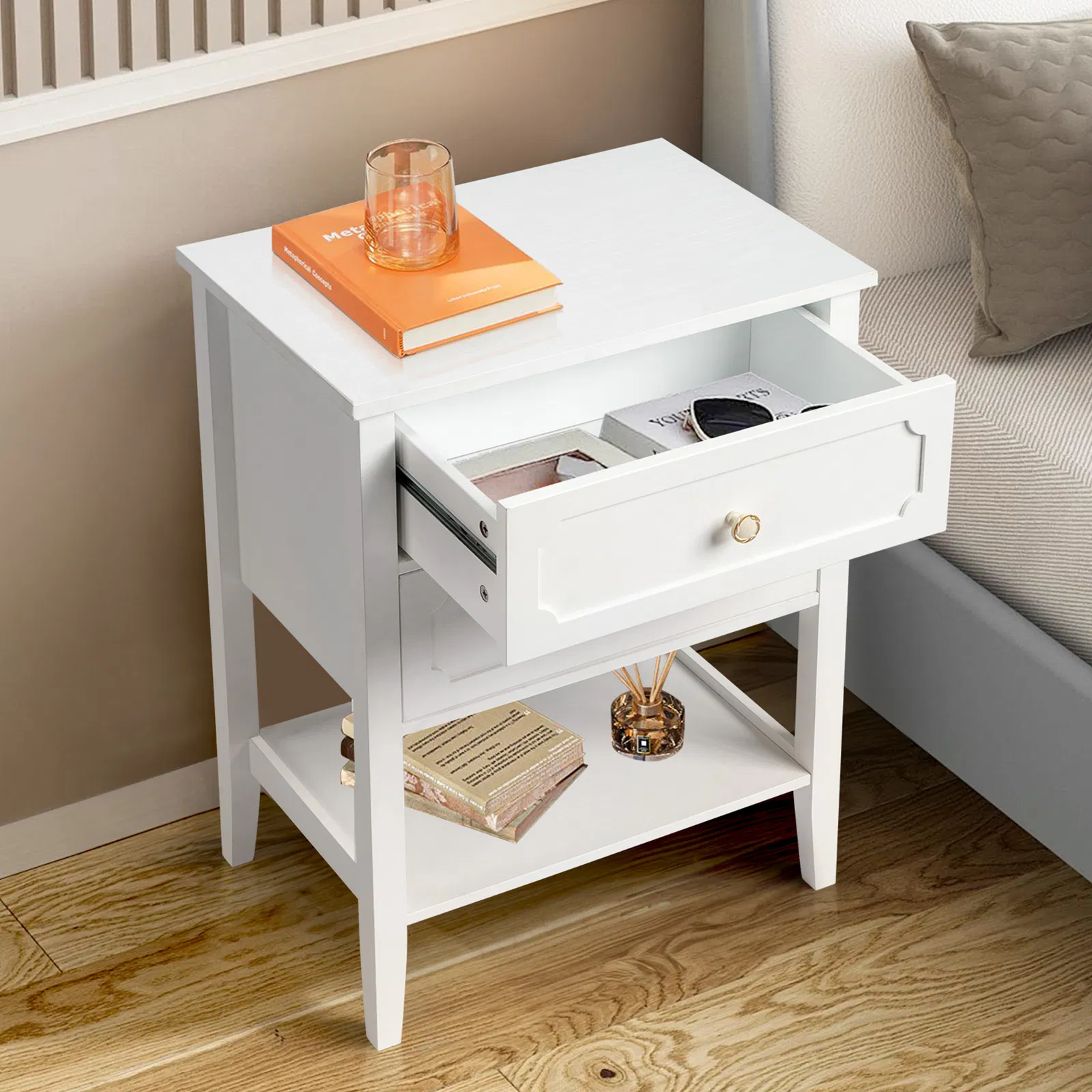 Wood Nightstand with 2 Drawers, picture 3 of 5
