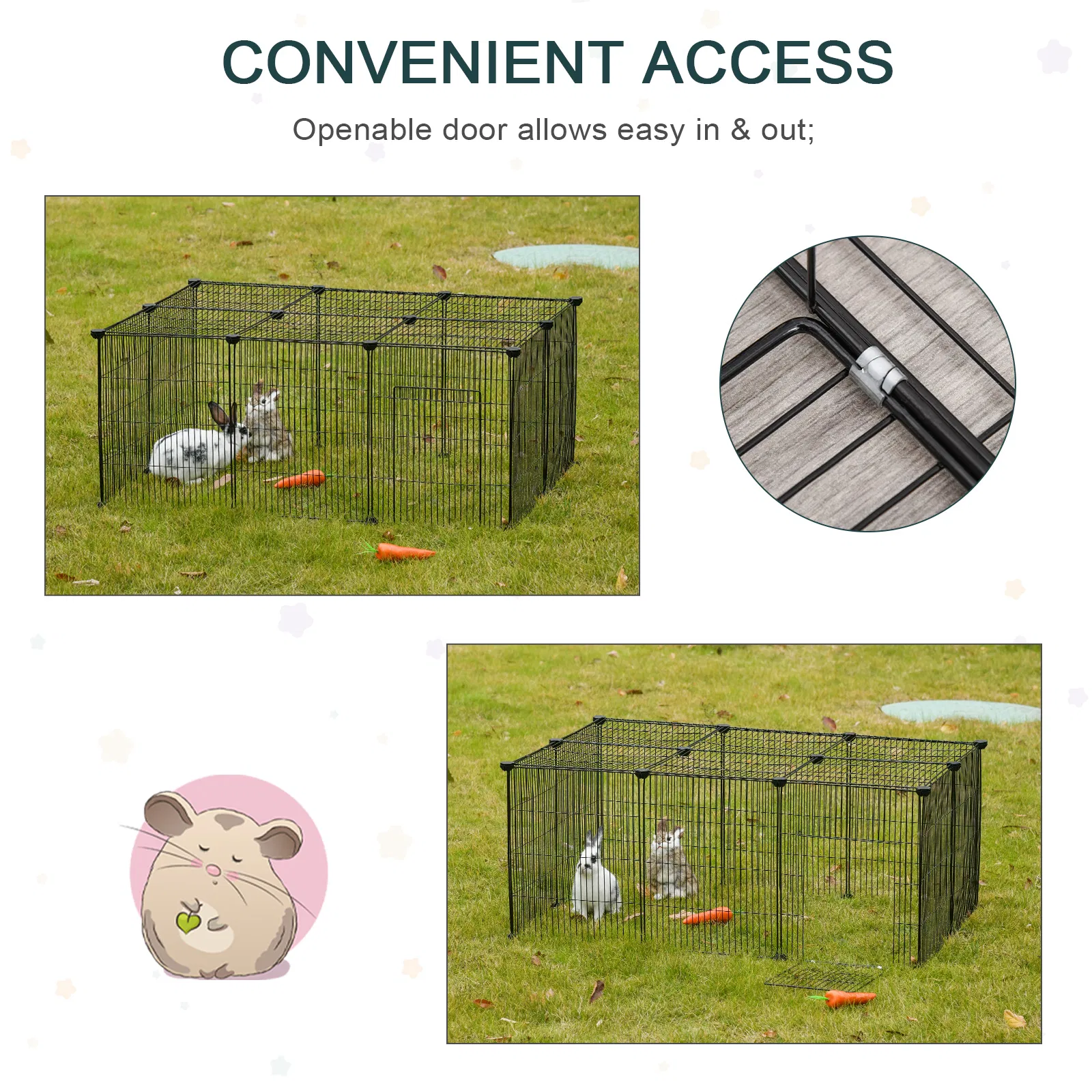 Small Animal Cage for Bunny, Guinea Pig, Chinchilla, Hedgehog, Portable Pet Enclosure with Door, 16 Panels — image 1