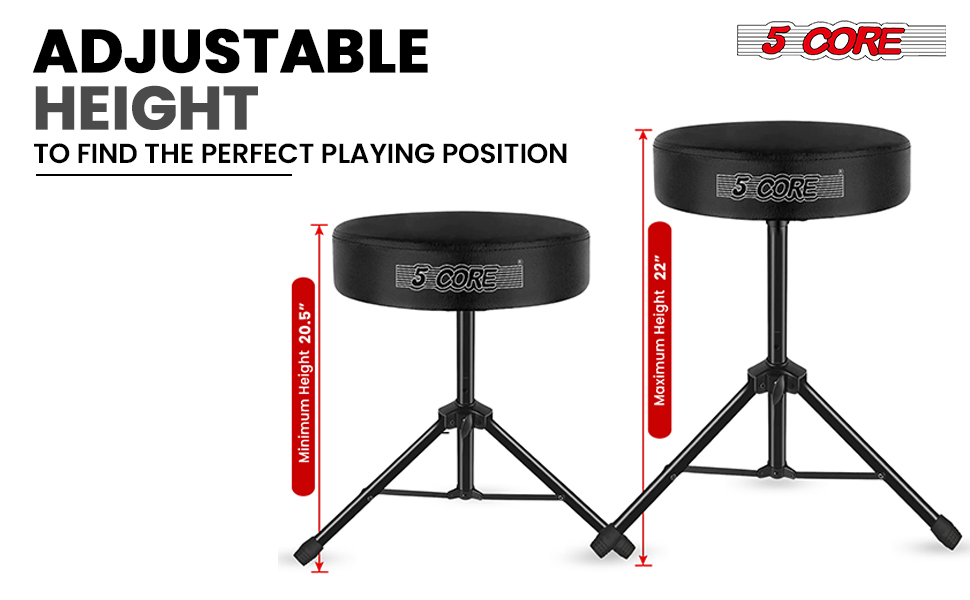 5 Core Drum Throne 3" Thick Padded Memory Foam Comfortable Drummer Stool 330Lb Capacity Adjustable image 18