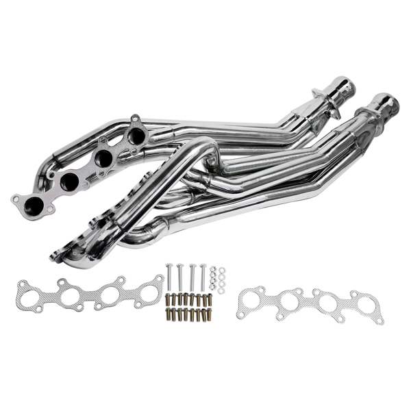 排气歧管 Stainless Steel Exhaust Header Set Polished for 2011-2016 Mustang GT 5.0L/V8-15