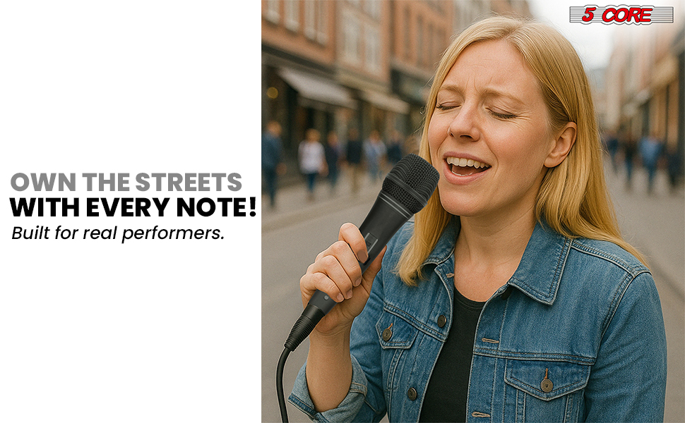 5 CORE Professional Dynamic Vocal Microphone Neodymium Cardioid Unidirectional Handheld Mic for Singing Karaoke Steel Mesh Grille Metal Body With ON Off Switch + 16ft Detachable Cable + Clip + Bag image 19