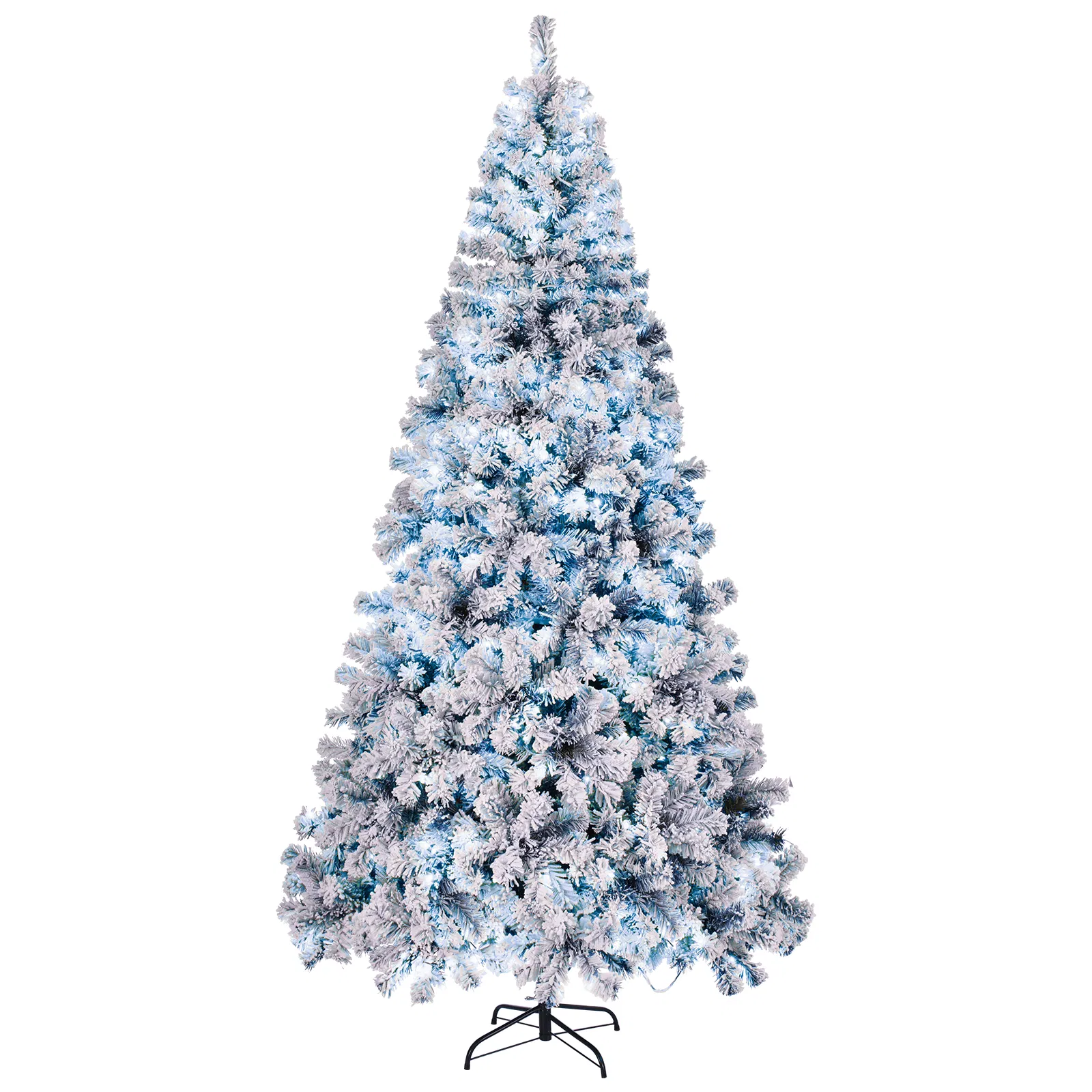 8 FT Pre-lit Snow Flocked Christmas Tree, Artificial Hinged Xmas Pine Tree with 1300 Branch Tips, 500… image 5