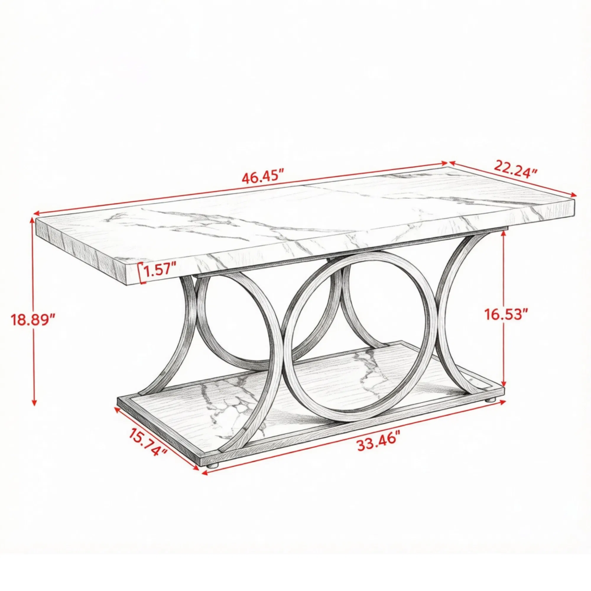 Rectangle Coffee Table with Storage, picture 4 of 5