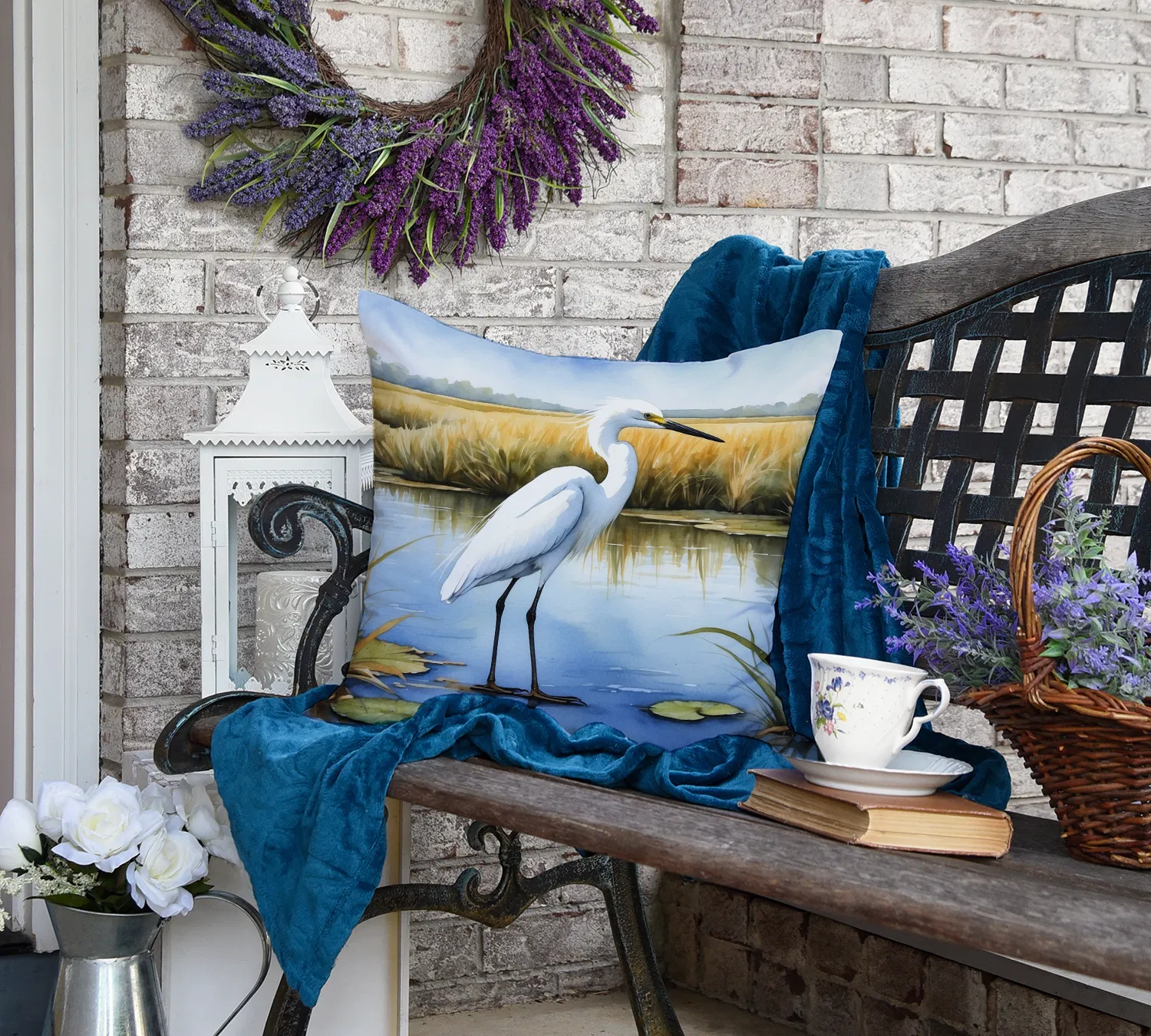 Snowy Egret Throw Pillow, picture 4 of 5