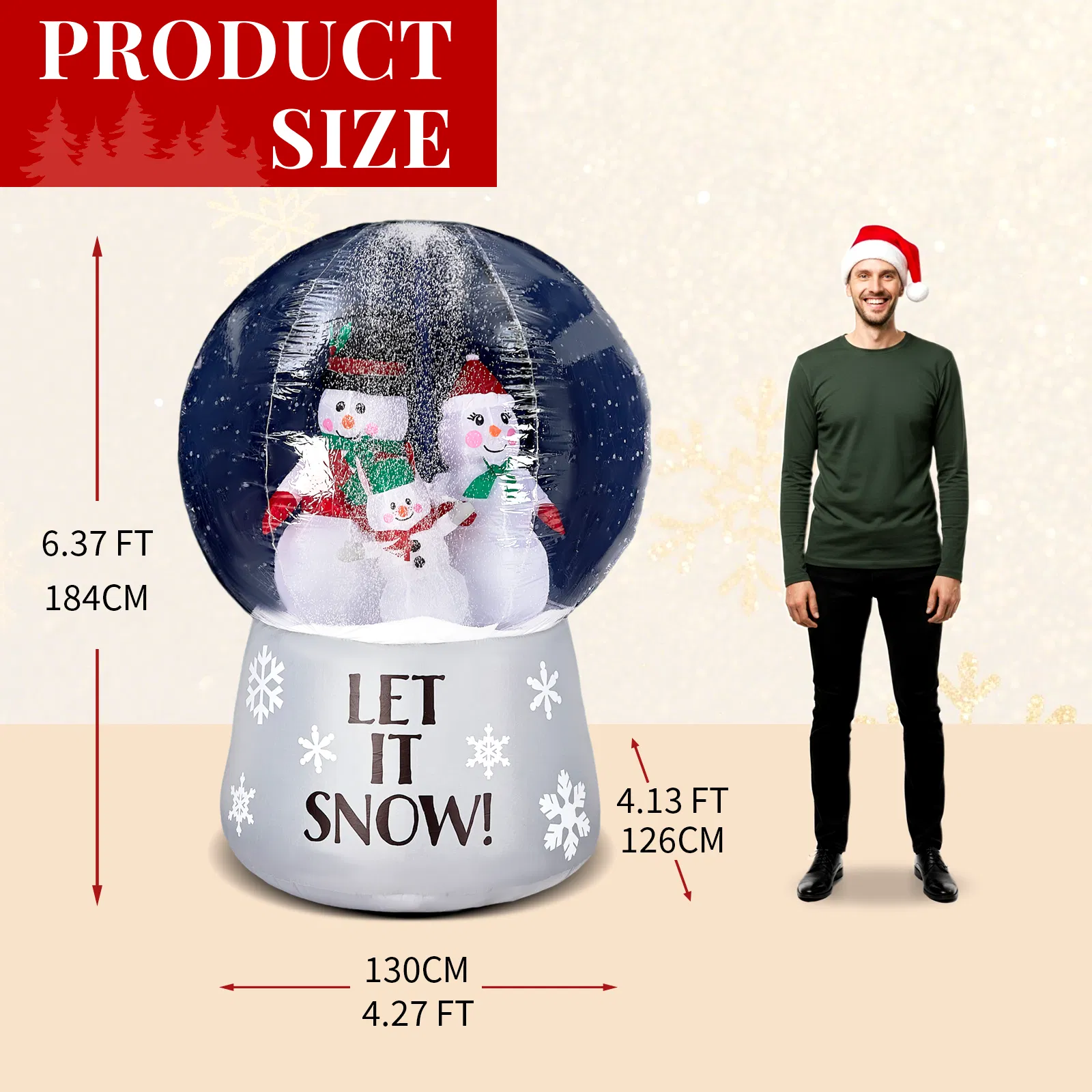 6 FT Lighted Christmas Inflatable Decoration, Large Inflatable Snow Globe with Snowman Family, Funny Blow… image 3