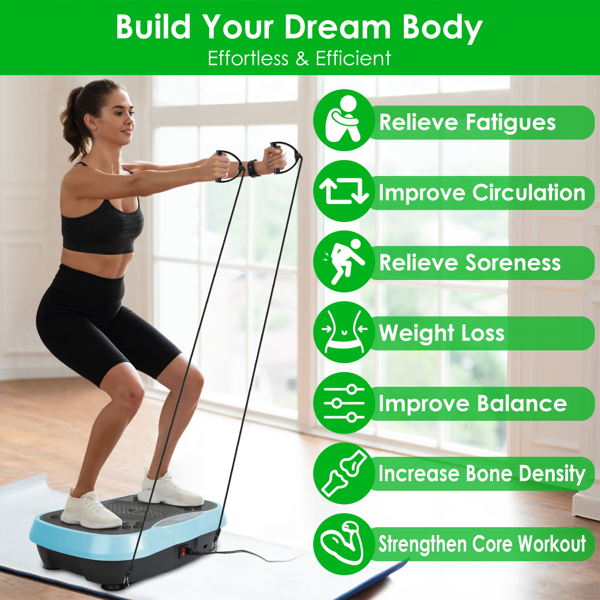 Vibration Exercise Machine With Resistant Bands Remote Control Whole Body Vibration Platform Workout Equipment Home Fitness Training Equipment For Weight Loss Fat Burner-17