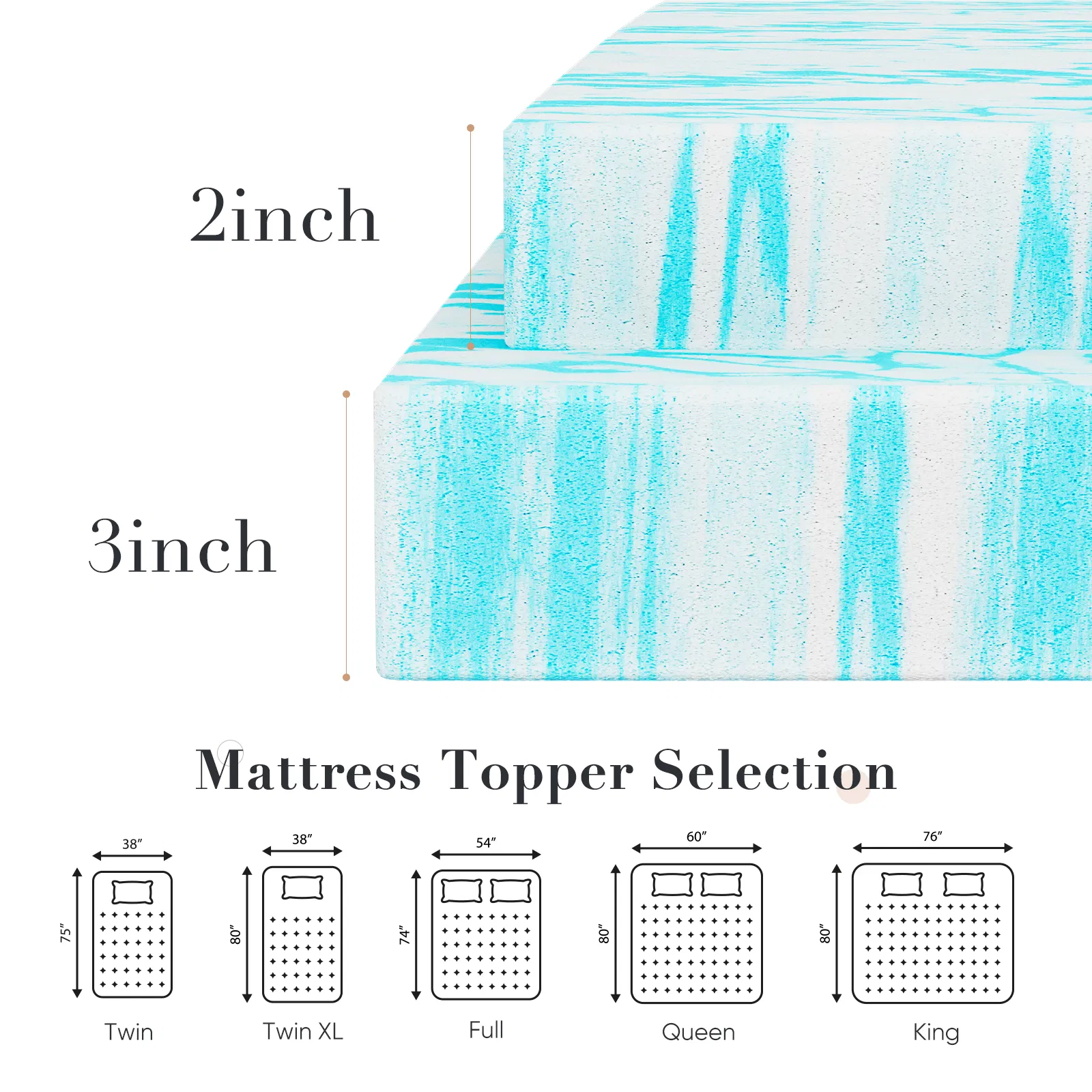 2-3 Inch Gel Memory Foam Mattress Topper Full Size Cooling Mattress Soft and Breathable Bed Topper School Bedroom Furniture image 6