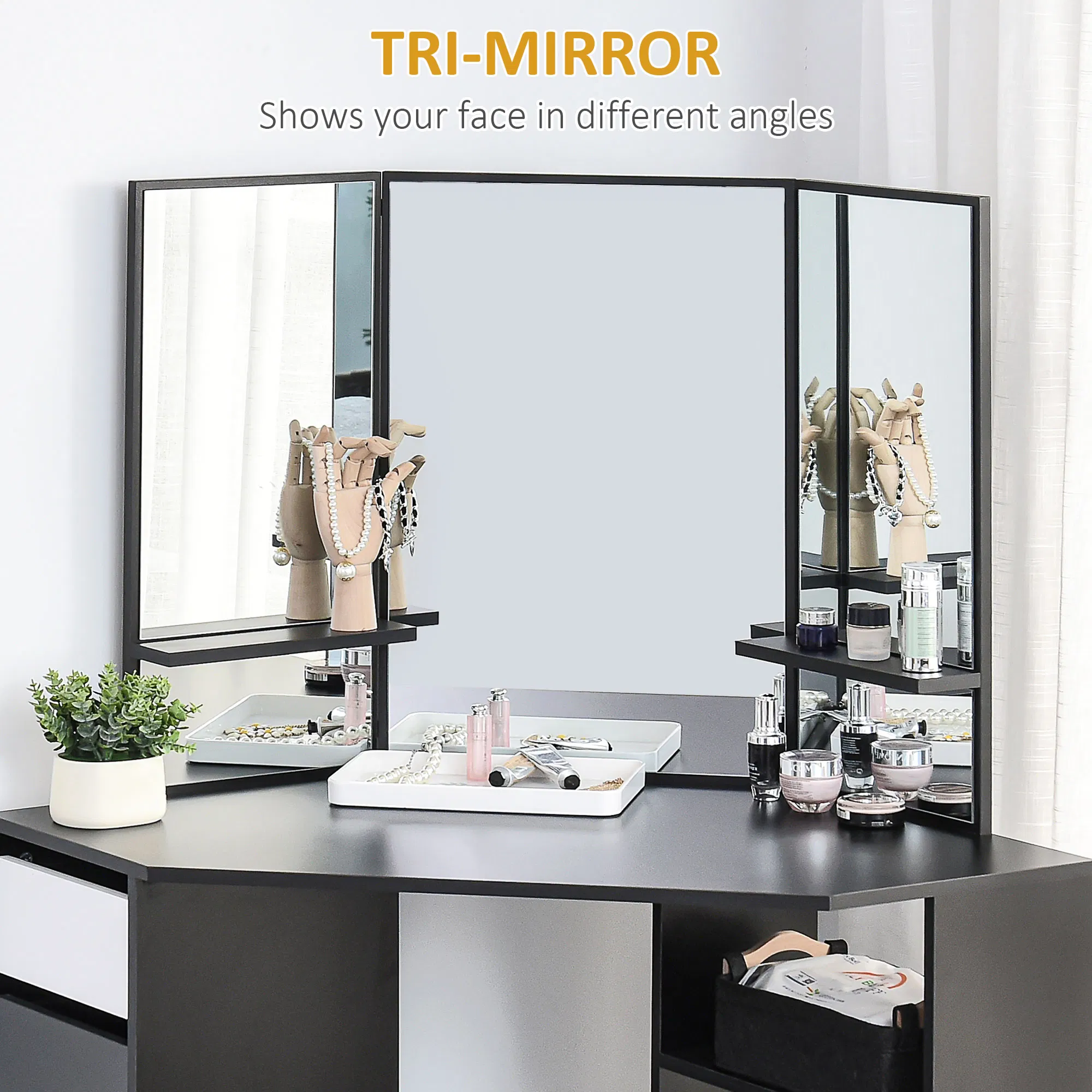 Corner Vanity Desk with Mirror, picture 3 of 5
