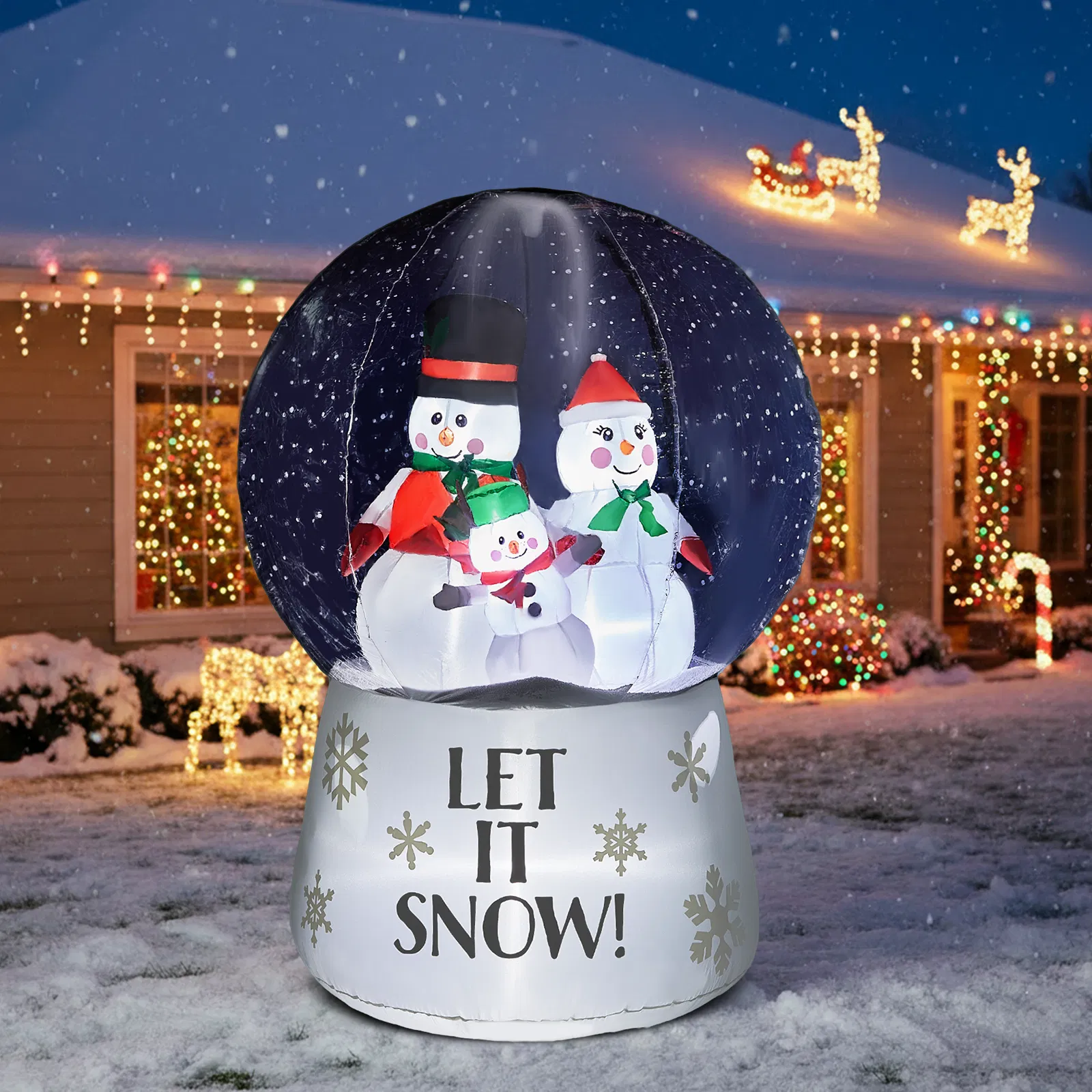 6 FT Lighted Christmas Inflatable Decoration, Large Inflatable Snow Globe with Snowman Family, Funny Blow… image 11