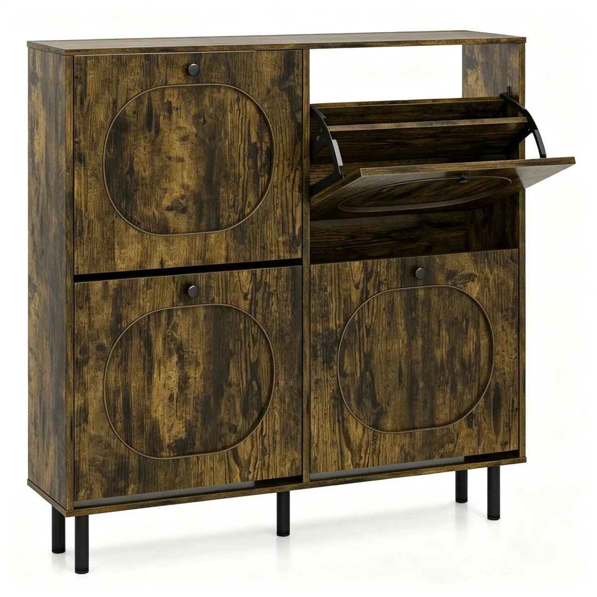 Narrow Shoe Cabinet with Flip Drawers