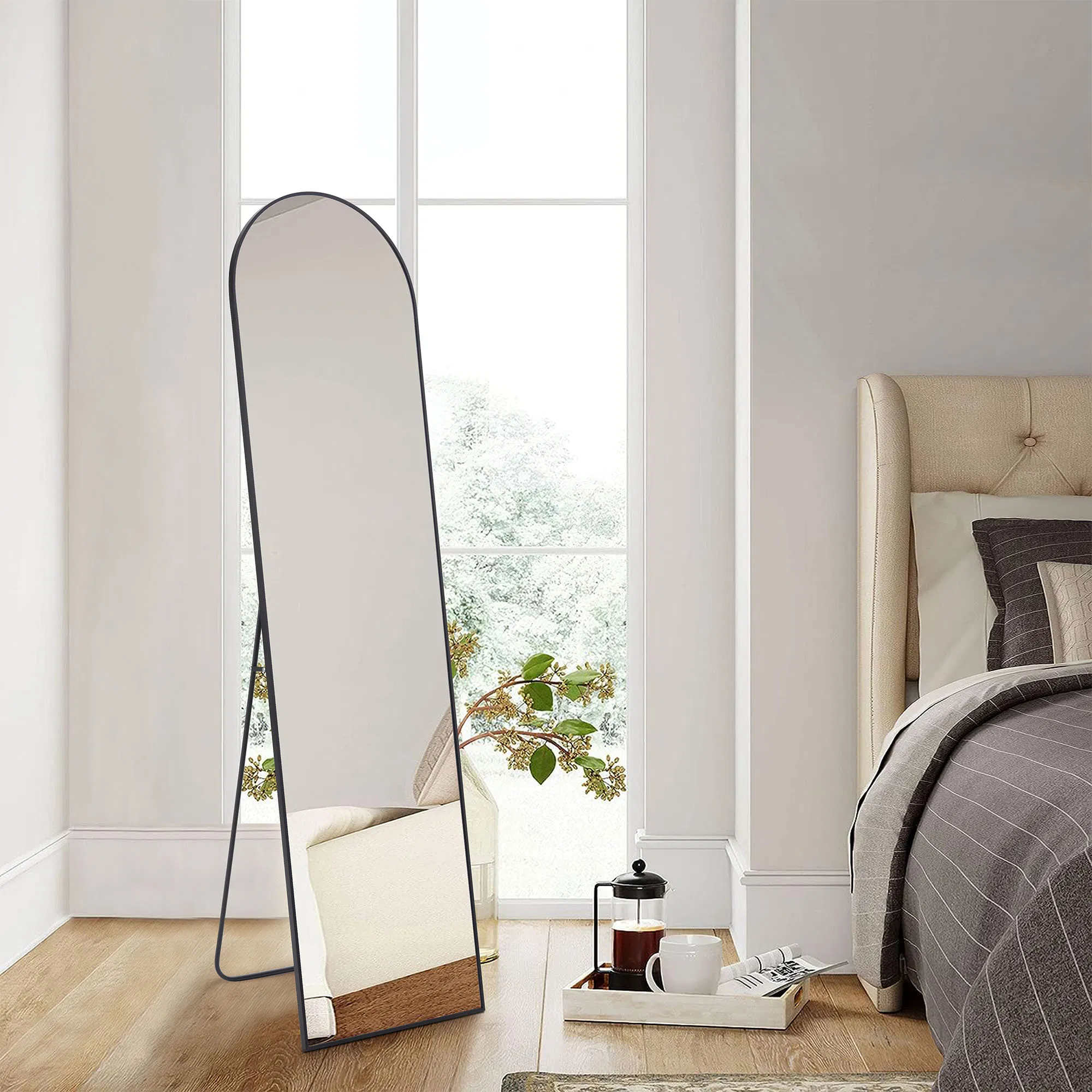59X16" Full Length Mirror with Stand Floor Mirror with Aluminum Alloy Frame Body Wall-Mounted Mirrors For Bedroom Bathroom image 4