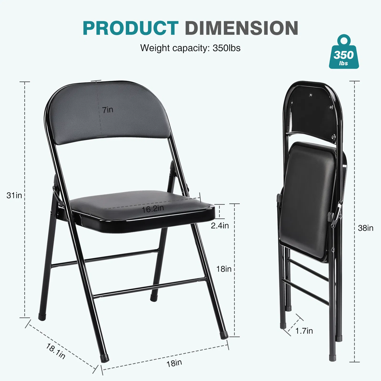 Folding Chair, Leather Padded Folding Chairs, Easy to Use and Store, Outdoor and Indoor, for Home, Office, Party, Comfy image 2