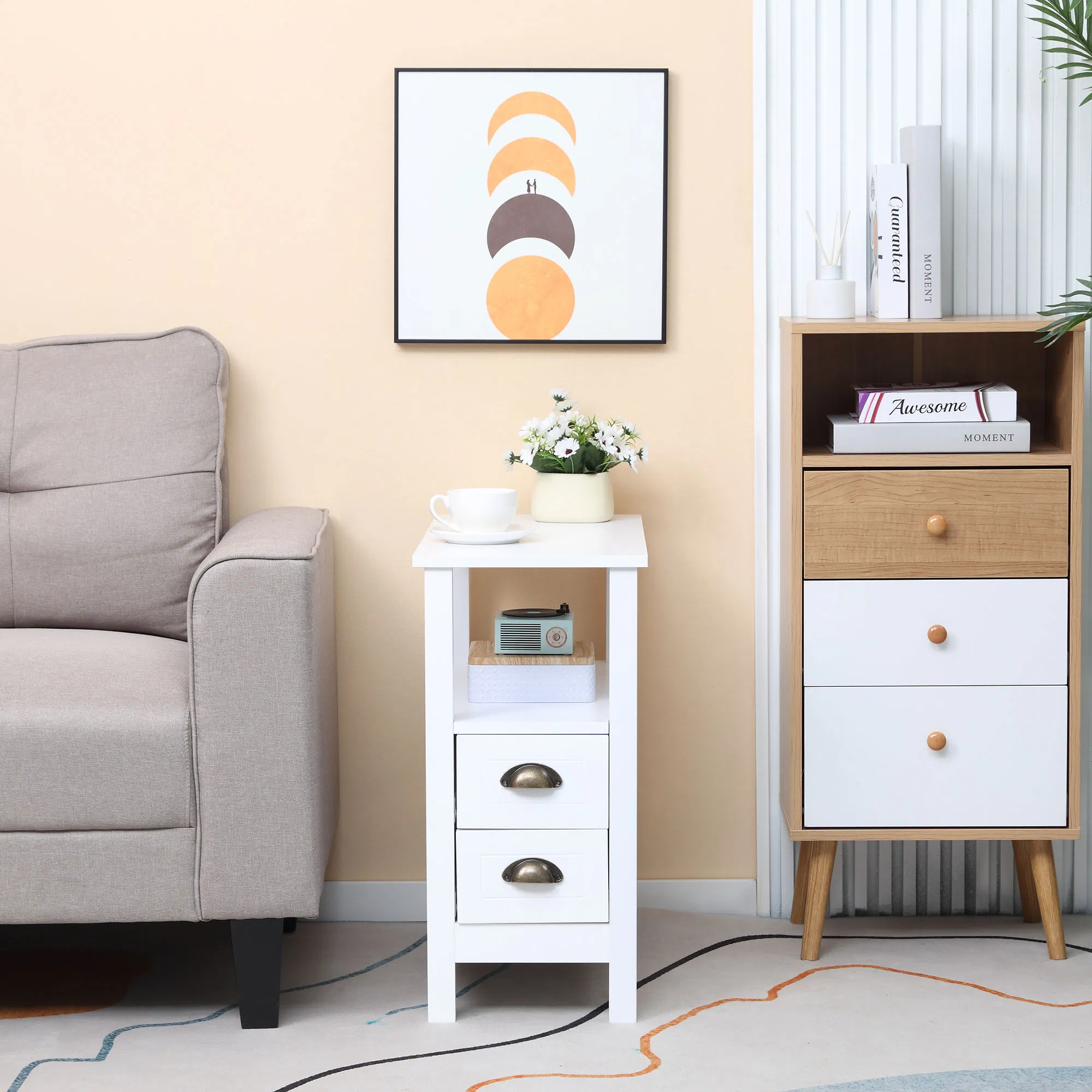 Slim End Table with Drawers, picture 2 of 5