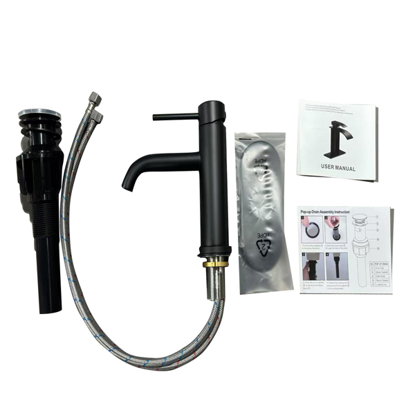 Single Handle Bathroom Faucet Lavatory Faucet Stainless Steel Single Hole-T10, Matte Black[Unable to ship on weekends,usps/fedex]-9