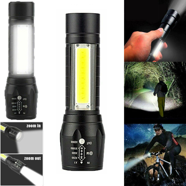 2Pcs Mini Zoomable LED Flashlight USB RechargeableCamping Hiking Flashlight Work light-17