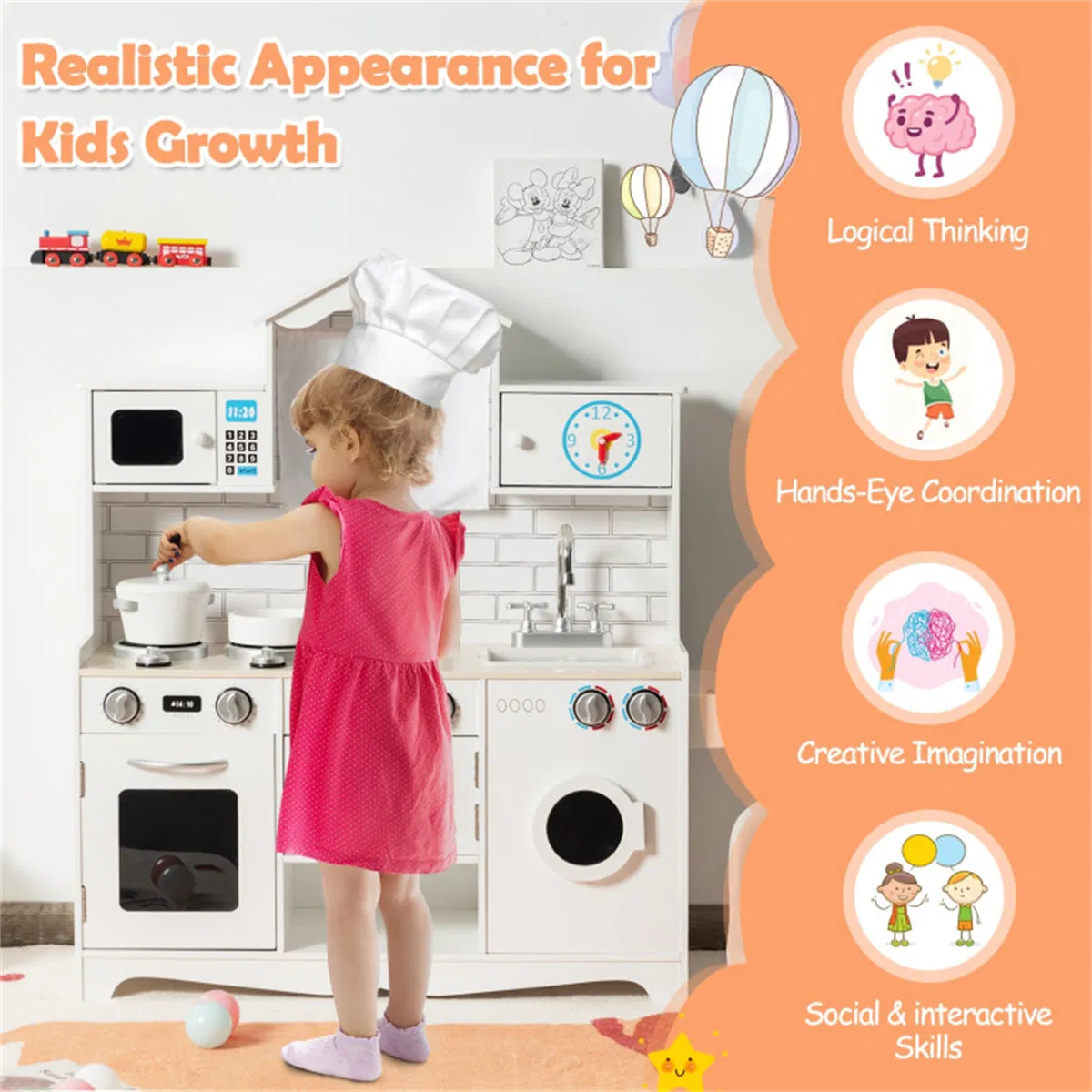 Kitchen Toy Wooden Kids Kitchen with Washing Machine β photo 8