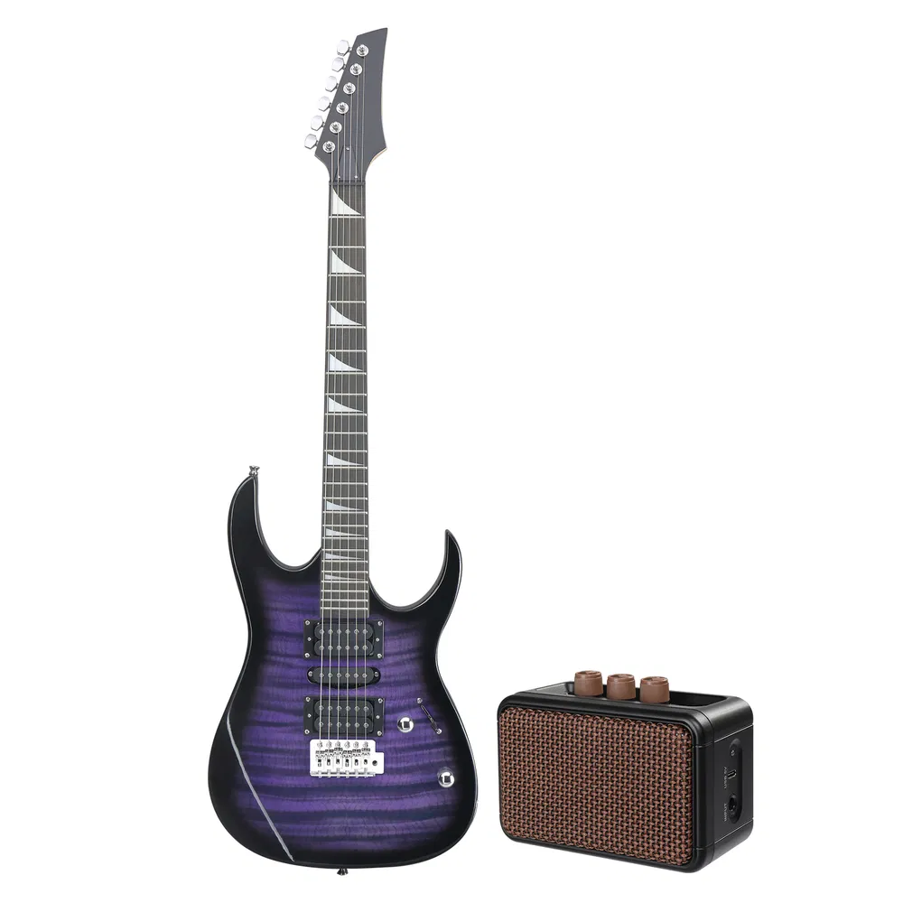 170 Model 39in Electric Guitar HSH Pickups Black complete starter kit suit for Hard Rock Tiger-striped…