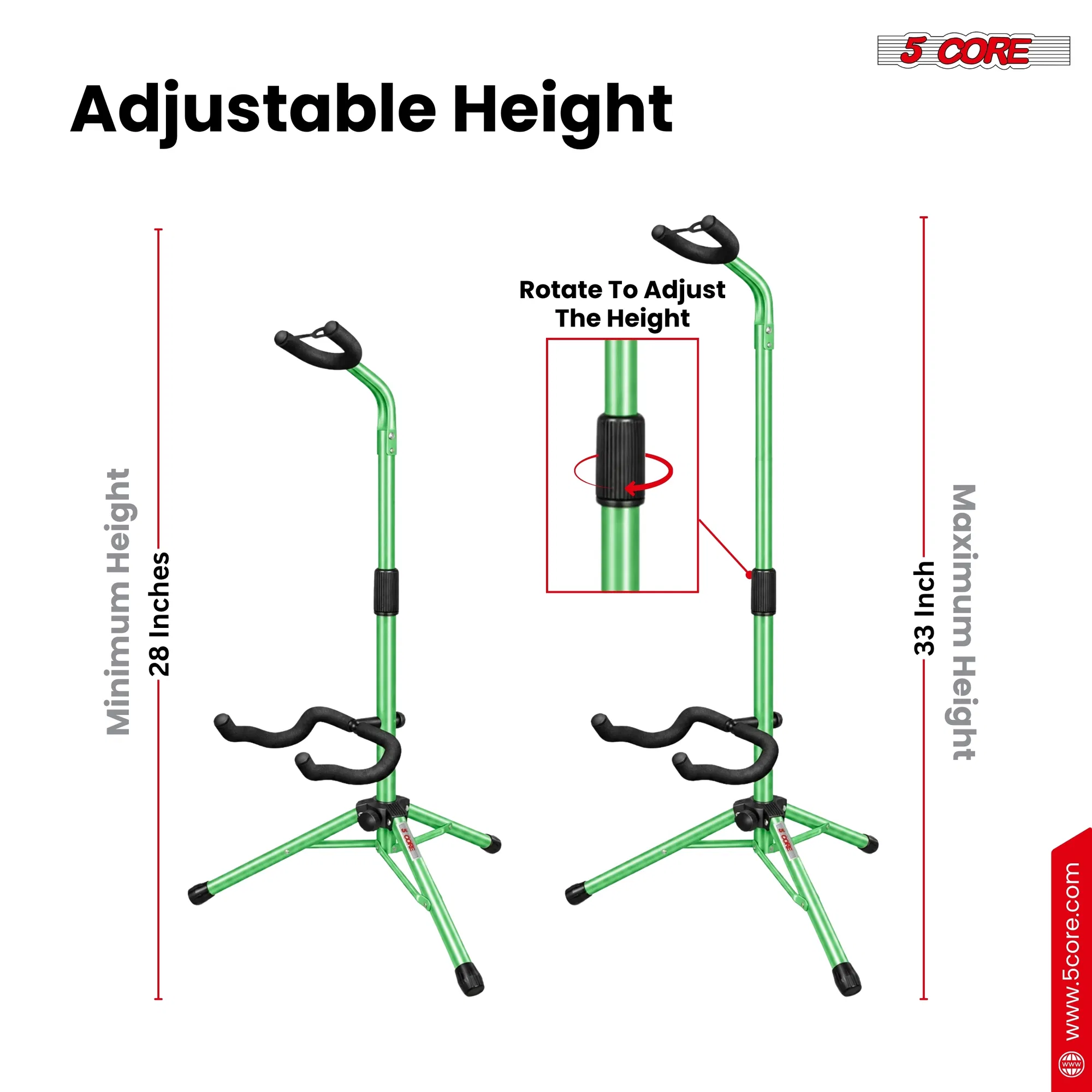 5 Core Guitar Stand Floor Adjustable Heavy Duty w Neck Holder for Acoustic Electric Classic Bass image 3