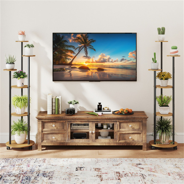 6-Tier Plant Stand with RGB Light Strip, Smart APP & Remote Control Plant Shelf for Home Decor-Natural-21