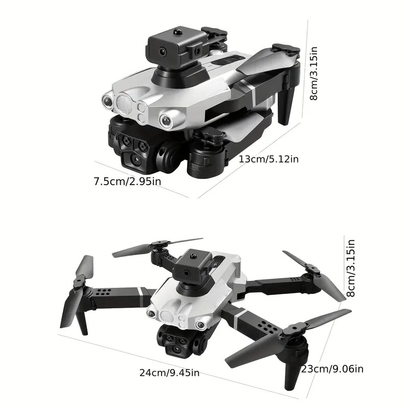Silver dual-camera drone, equipped with optical flow hovering and intelligent obstacle avoidance functions, supports one-click operation. It offers stable and safe high-definition aerial photography