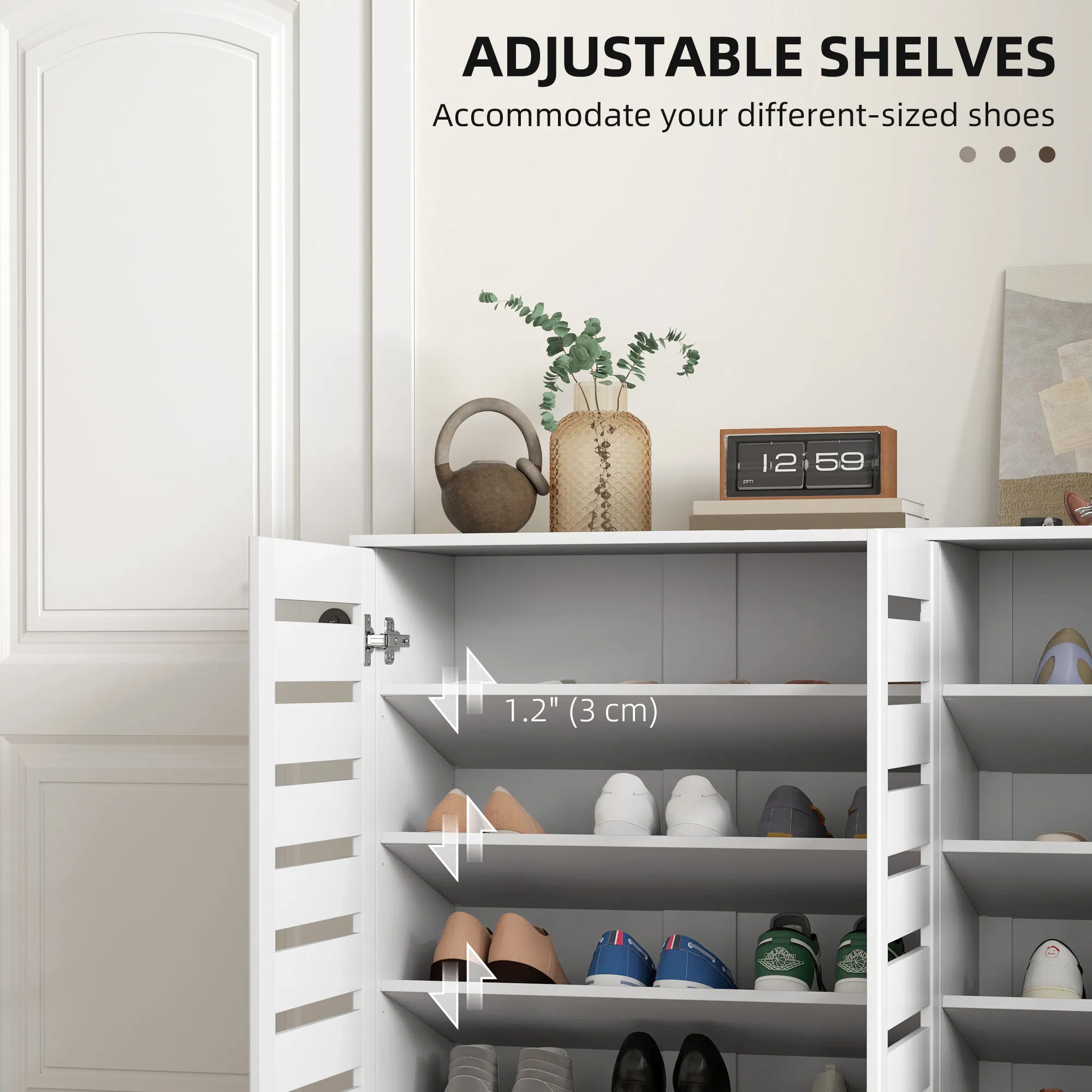 Shoe Cabinet with Slatted Doors, picture 2 of 5