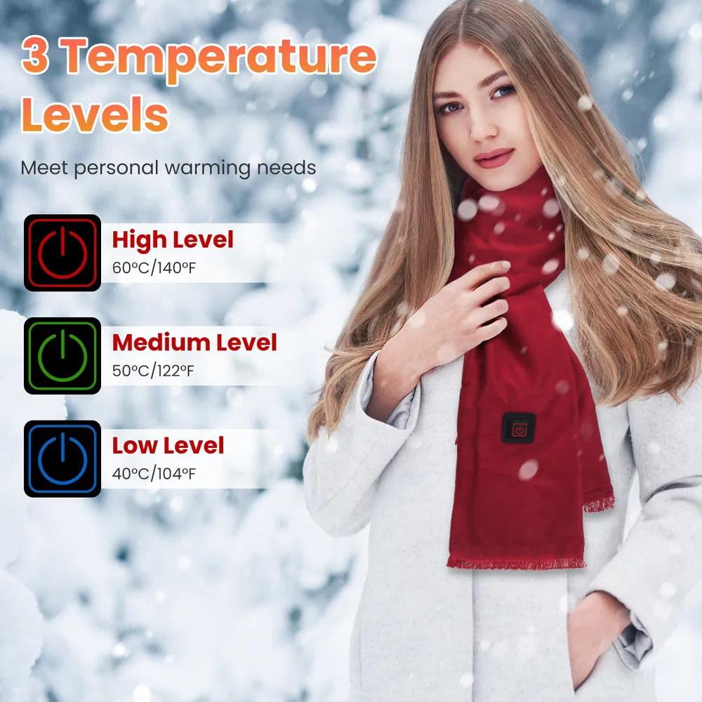 Heated Scarf USB Powered - 3 Heat Settings (Low/Medium/High), Soft Skin-Friendly, Washable, Stylish…
