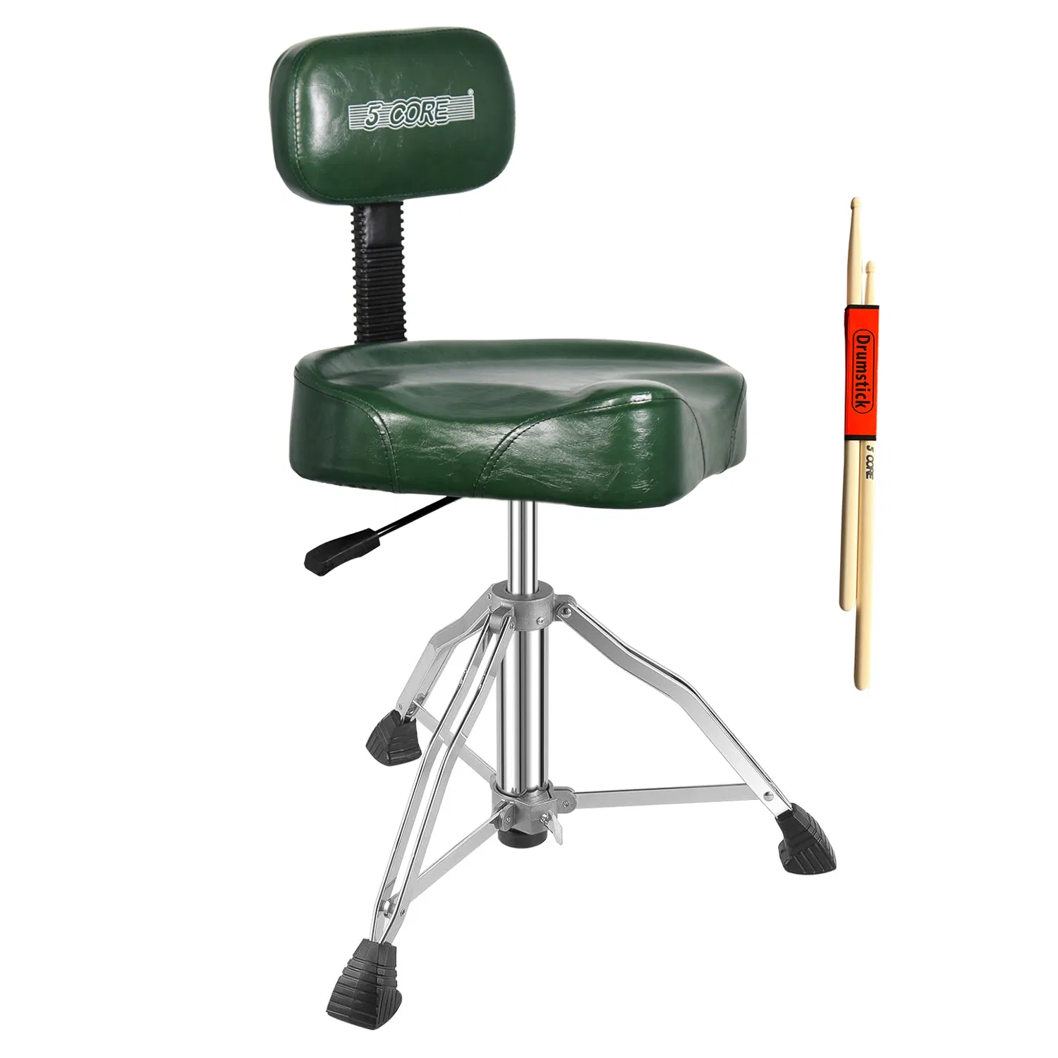5Core Drum Throne 4" Cushion Padded Stool w Backrest Airlift Height Adjustable Chair w 441Lb Capcity
